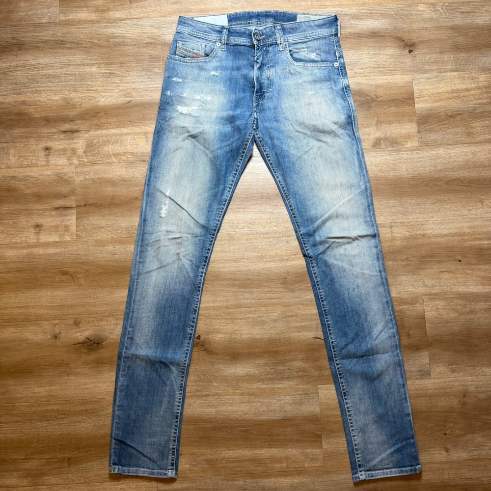 Diesel Thommer Jeans Mens 29x34 Blue Slim Skinny Distressed Stretch Denim 084QP